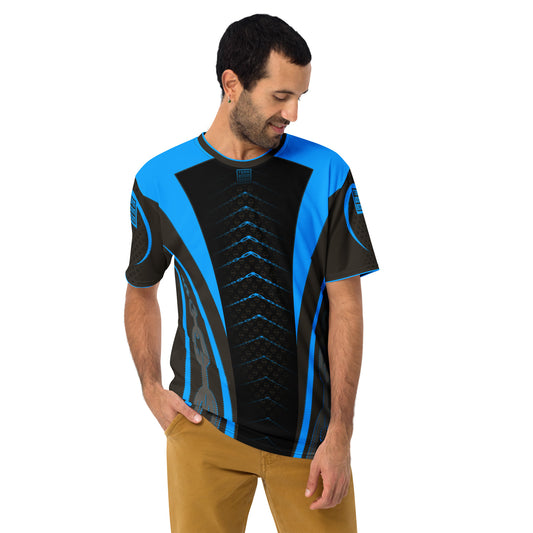 SkeetDesigns | Team BOOMBOOM | Men's All-Over Print Crew Neck | Chained Down | Blue | Disc Golf Apparel