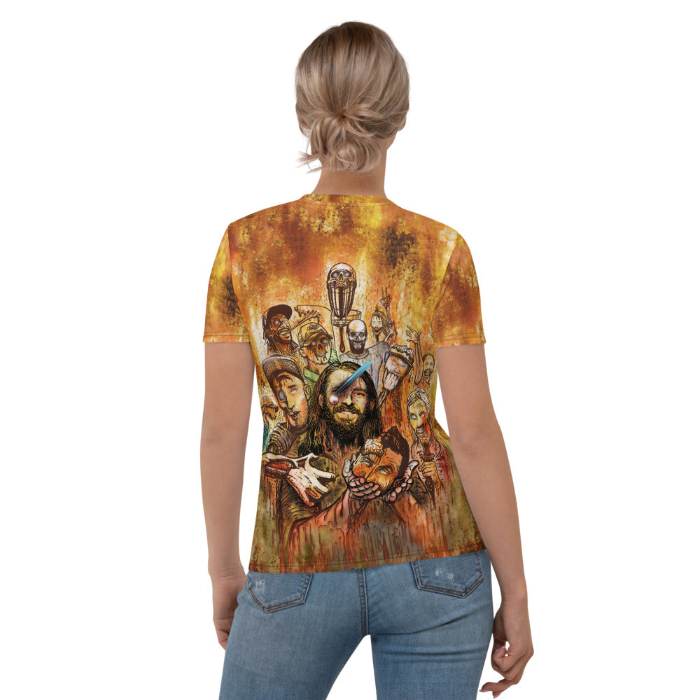 SkeetDesigns | Women's All Over Print Crew Neck T-Shirt | Halloween Zombies | Disc Golf Apparel
