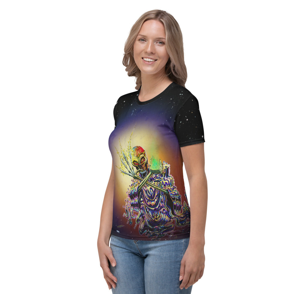SkeetDesigns | Women's All Over Print Crew Neck T-Shirt | Cosmic Dead | Disc Golf Apparel