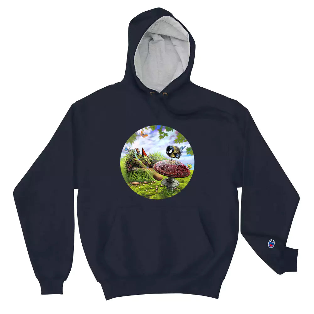 SkeetDesigns | GnomeDriven | Men's Champion® Hoodie | Blind Flick Run | Disc Golf Apparel