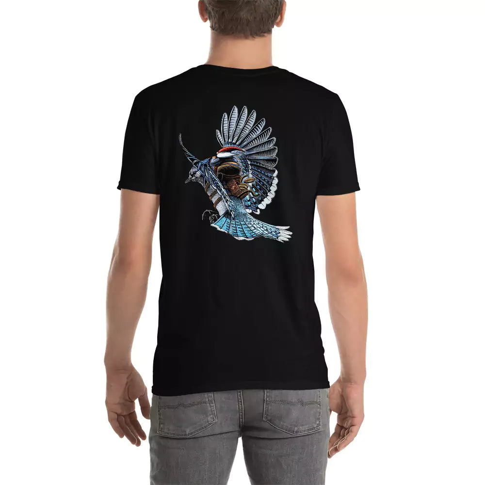 Printful SkeetDesigns | GnomeDriven | Men's Short Sleeve T-Shirt | Blue Jay Rider V2 | Disc Golf Apparel Navy / S