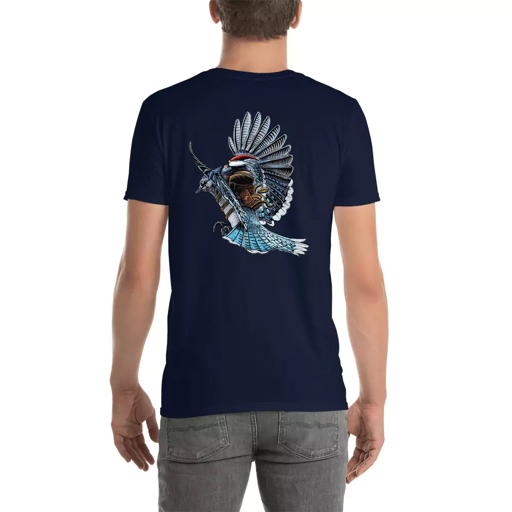 SkeetDesigns | GnomeDriven | Men's Short Sleeve T-Shirt | Blue Jay Rider V2 | Disc Golf Apparel